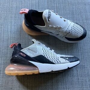 Nike Air Max 270 White Black Pink Sneakers, Size 6